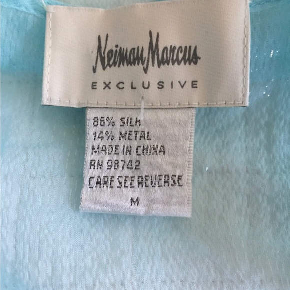 NWOT Neiman Marcus Exclusive silk turquoise hoodie - Picture 7 of 8